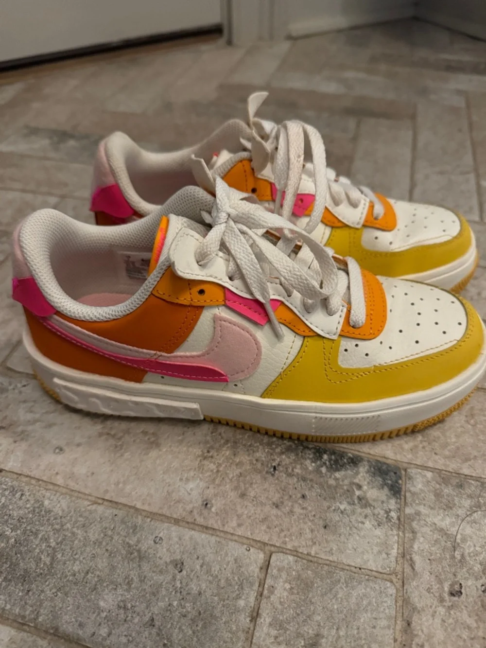 Nike Air Force 1 Fontanka sunrise pink orange sneakers sz7 womens - Picture 1 of 6
